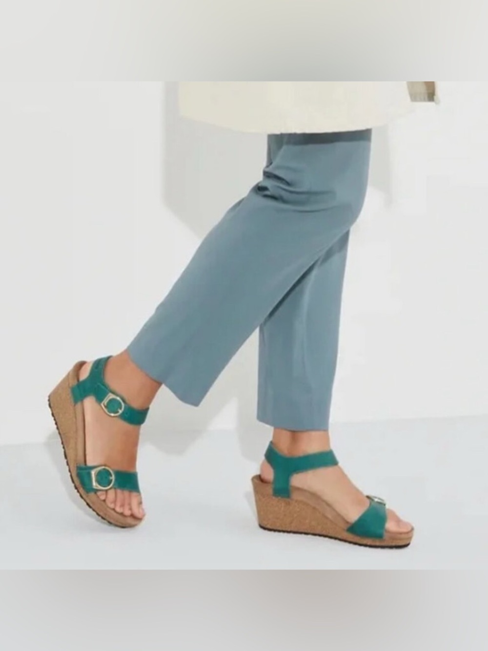 Papillio by Birkenstock Soley Embossed Wedge Sandals Biscay Bay US 10.5/EU 41